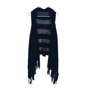 Tickled Pink Navy Boho Crochet Sweater Vest OSFM...........25